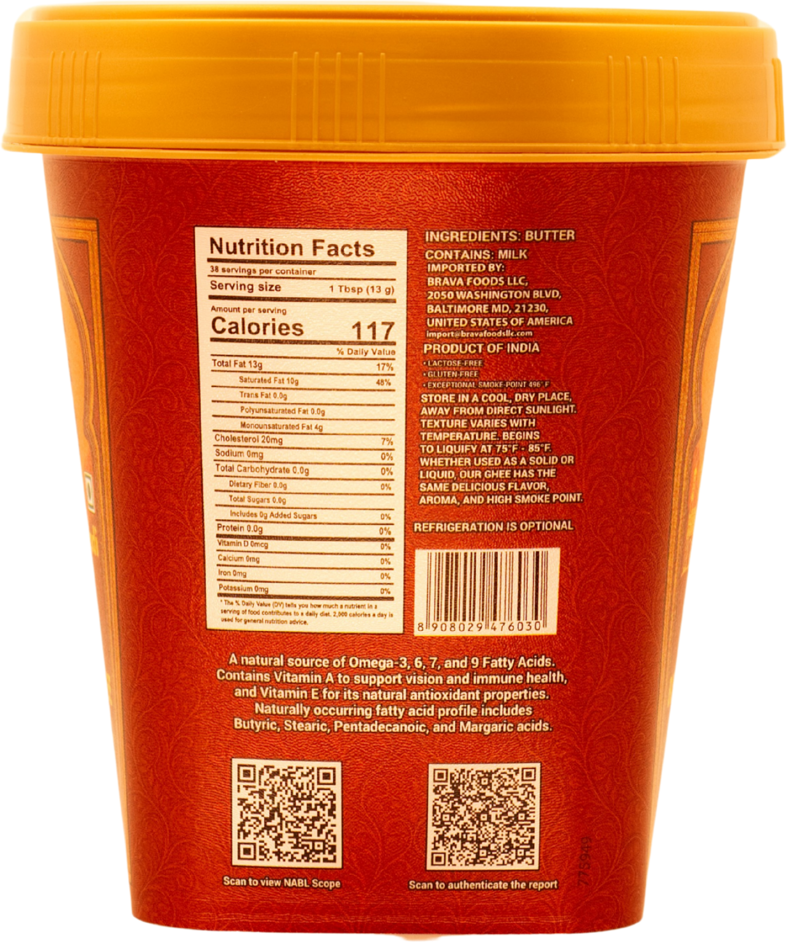 Back of the jar: nutrition facts, ingredients and storage